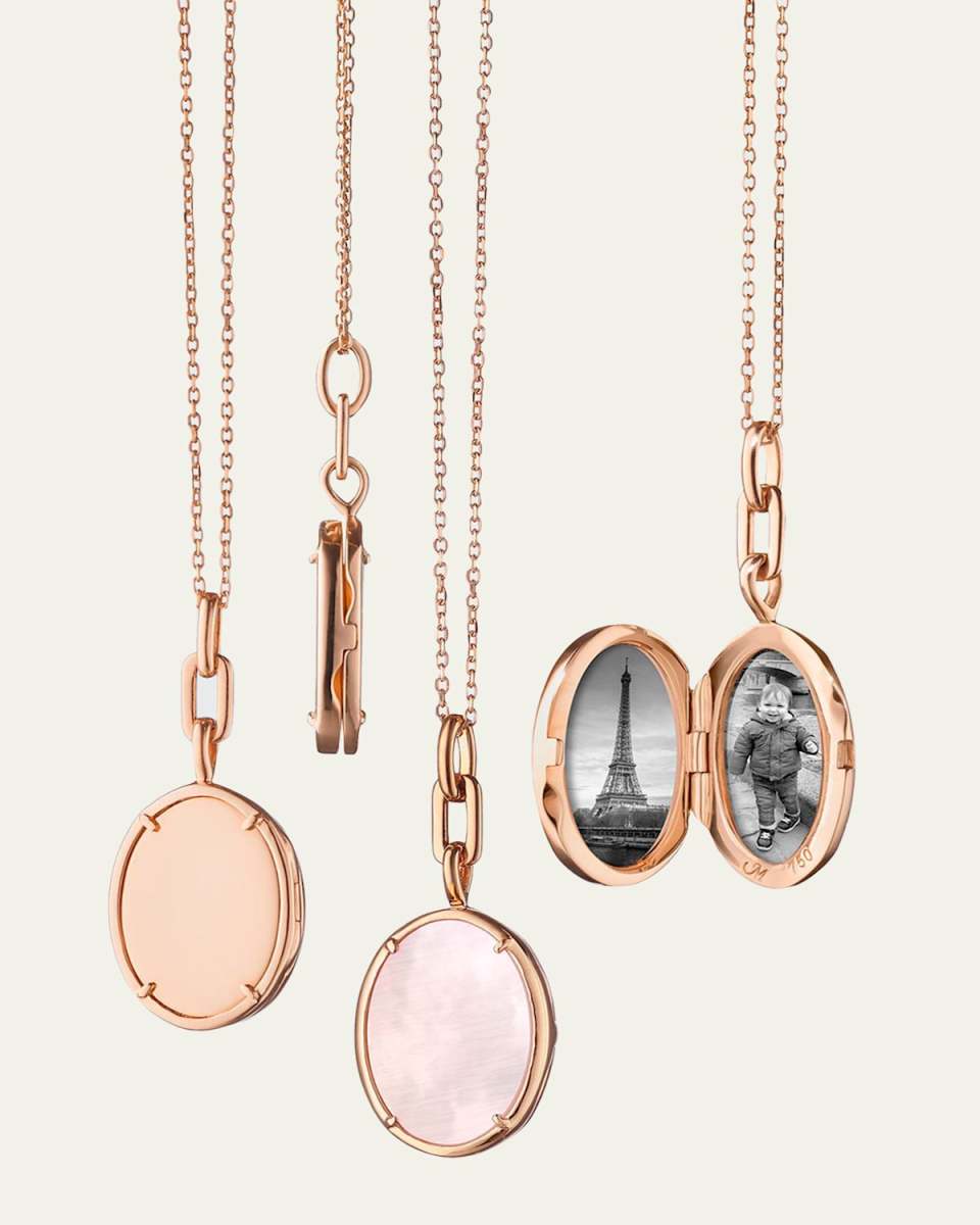 18K Rose Gold Elle Slim Mother-of-Pearl Locket